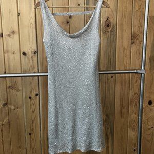 Bebe Silver mini sequin mini dress